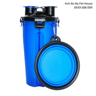 Bình nước cho chó mèo loại 2 ngăn (Combo bình + tô)