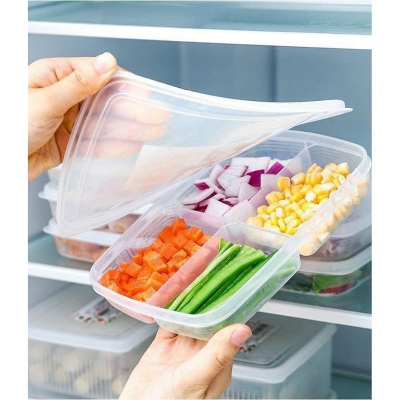 Hộp nhựa mini 4 NGĂN CÓ NẮP đựng thức ăn nhỏ gọn tiện lợi( 4 ngăn)
