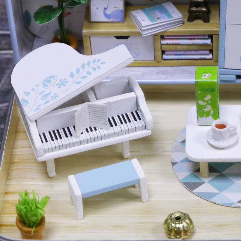 bộ mô hình DIY đồ chơi trang trí thủ công có nội thất, mô hình nhà hát hạnh phúc mini thu nhỏ S931 có đèn