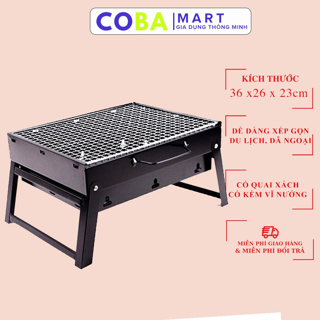 Bếp nướng ngoài trời nhập khẩu, Vĩ Nướng inox, Lò nướng than dã ngoại dùng đi du lịch tiện lợi hàng nhập khẩu chất lượng