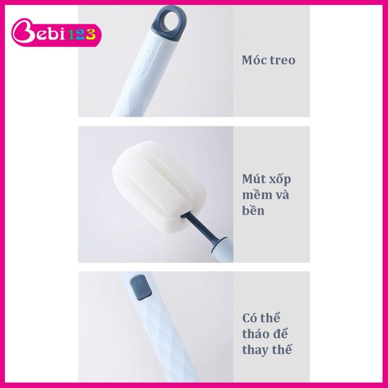 Cọ rửa bình sữa Mút Xốp, đầu mút có thể thay thế