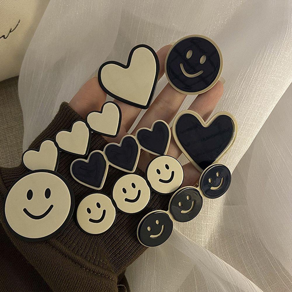 Kẹp Tóc Mỏ Vịt Bằng Acrylic Hình Trái Tim / Mặt Cười Đơn Giản Ngọt Ngào Cho Nữ