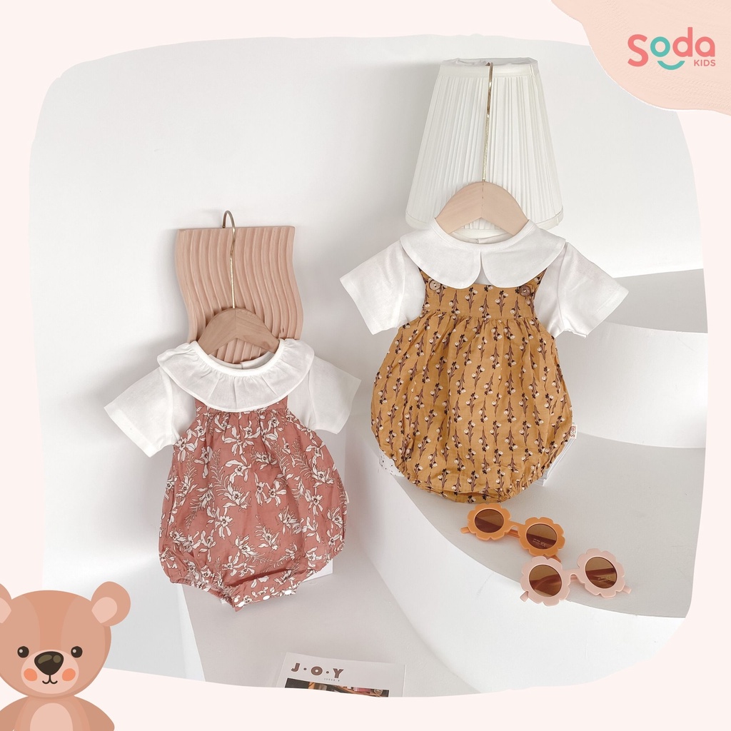 Yếm bé gái SODA KIDS thiết kế cài cúc gỗ, chất liệu xô Hàn vintage mềm và mát