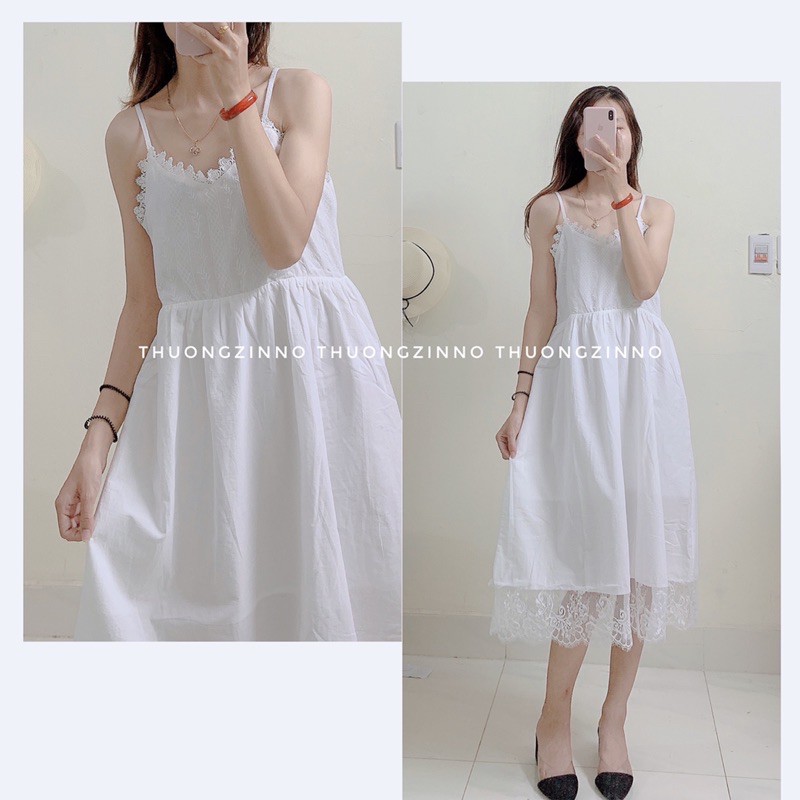 [Ảnh thật/Video]Đầm hai dây dáng babydoll NEW LACE DRESS Váy hai dây hoa ren vintage