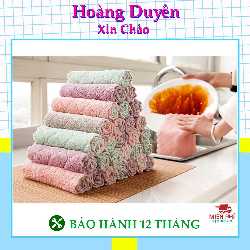 Khăn Lau Đa Năng - Lau Bếp - Bát Đĩa - Cốc Chén - Thấm Nước Chống Dính Dầu Mỡ Hai Mặt