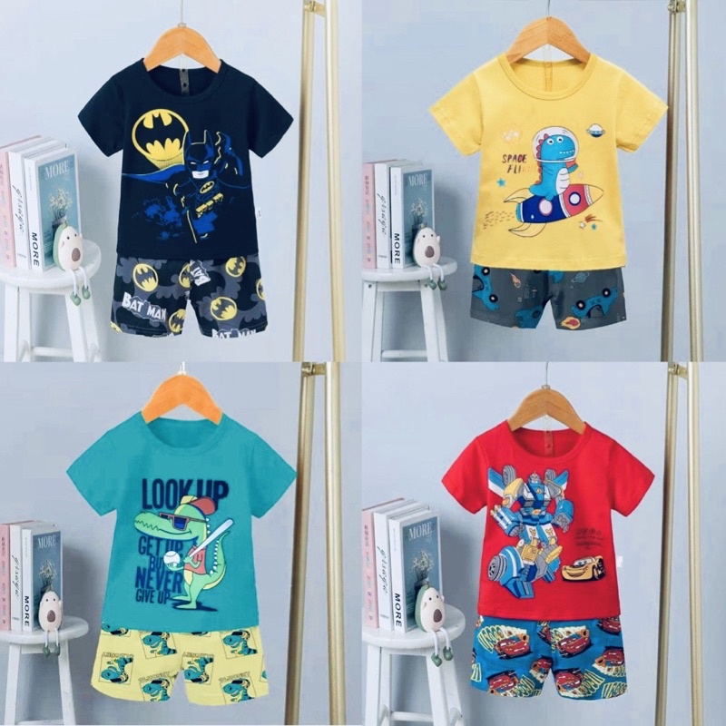 (chọn mẫu 8-15kg)Đồ bộ trẻ em - Bộ cotton cộc tay xuất Hàn cho bé trai (0,5 - 3 tuổi)