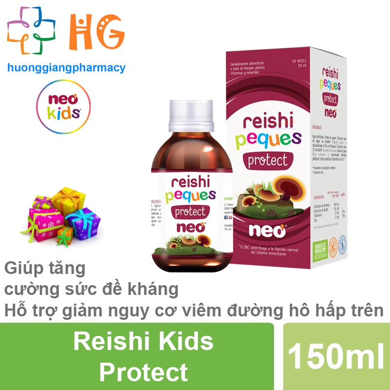 Tăng đề kháng Reishi Kids Protect bổ sung vitamin kẽm Giảm viêm nhiễm đường hô hấp phục hồi hệ miễn dịch Chai 150ml