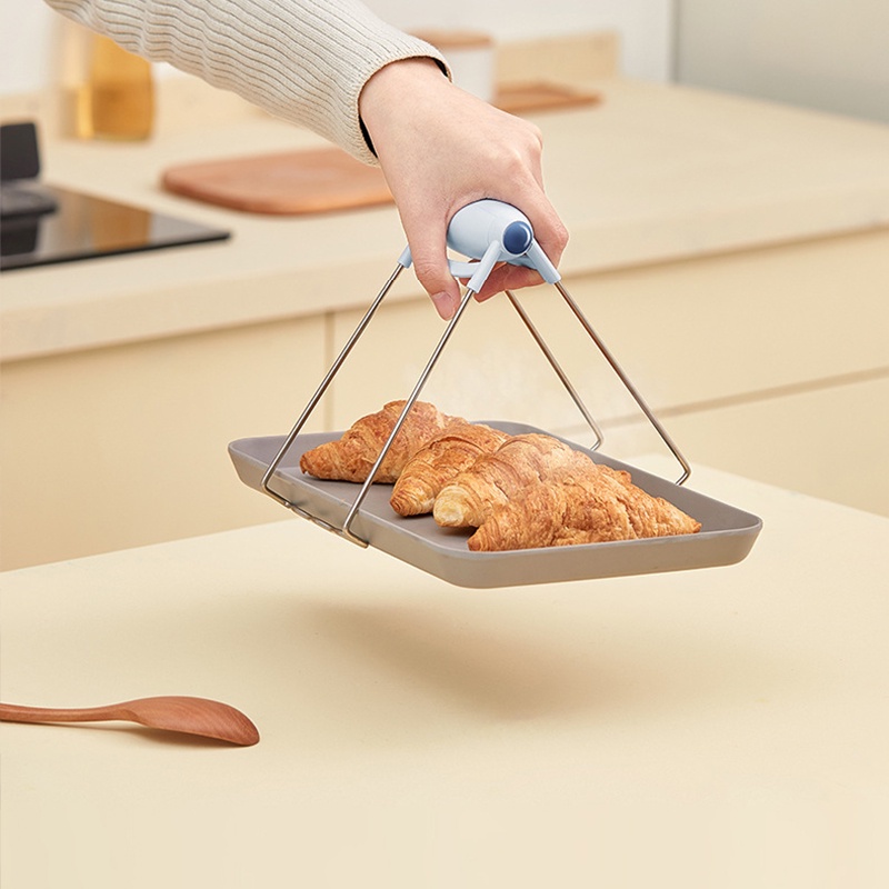 Dụng Cụ Kẹp Tô Dĩa Hấp Thức Ăn Bằng Thép Không Gỉ 304 Cách Nhiệt Chống Bỏng