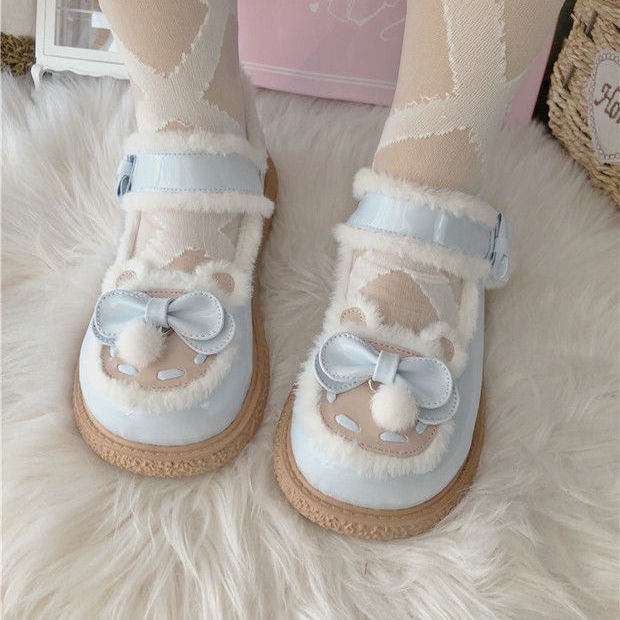 Giày da đính nơ phong cách Lolita nữ tính