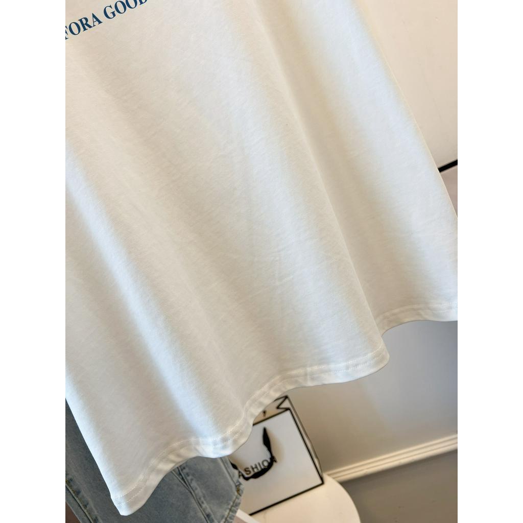 Áo Thun Cotton Dáng Rộng Ngắn Tay In Chữ Phong Cách Hàn Quốc Thời Trang Mùa Hè 63573