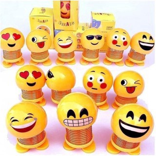 OM Flash LED Light Toy Car Atmosphere Spring Shake Head Doll Smiley Face Emoticon Pack