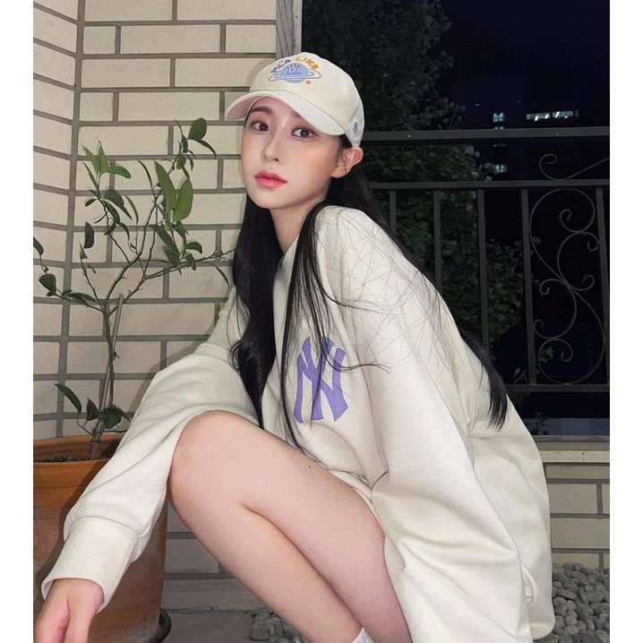 Áo nỉ thu đông mlb màu trắng tinh