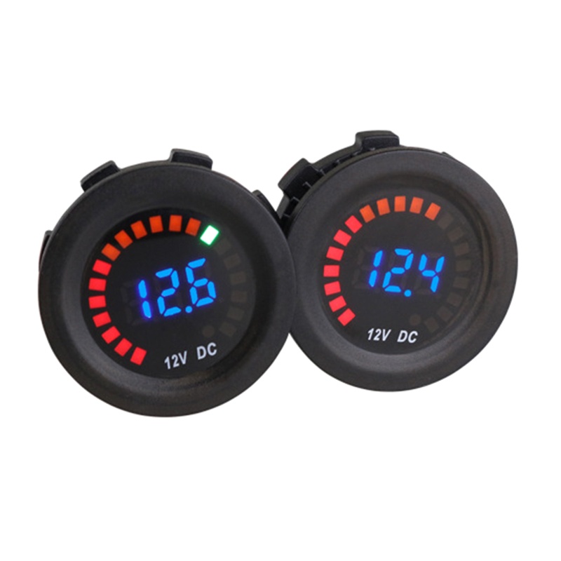 Vôn Kế LED Hình Tròn Kỹ Thuật Số Chống Thấm Nước Tiện Dụng Cho Xe Hơi /