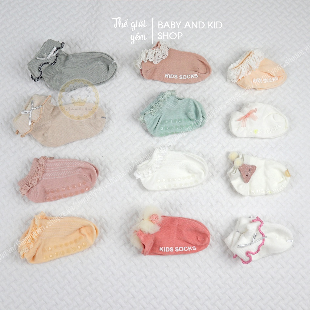 Vớ ngắn cho bé gái tất cho bé siêu xinh chống trượt dễ thương cho trẻ em tập đi từ 0 đến 3 tuổi TBG001 THẾ GIỚI YẾM