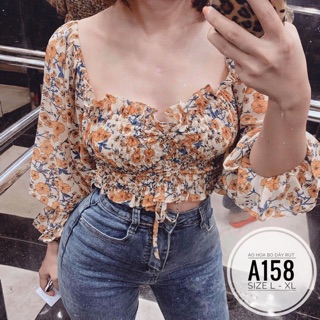 Bigsize Áo hoa bo dây rút A158