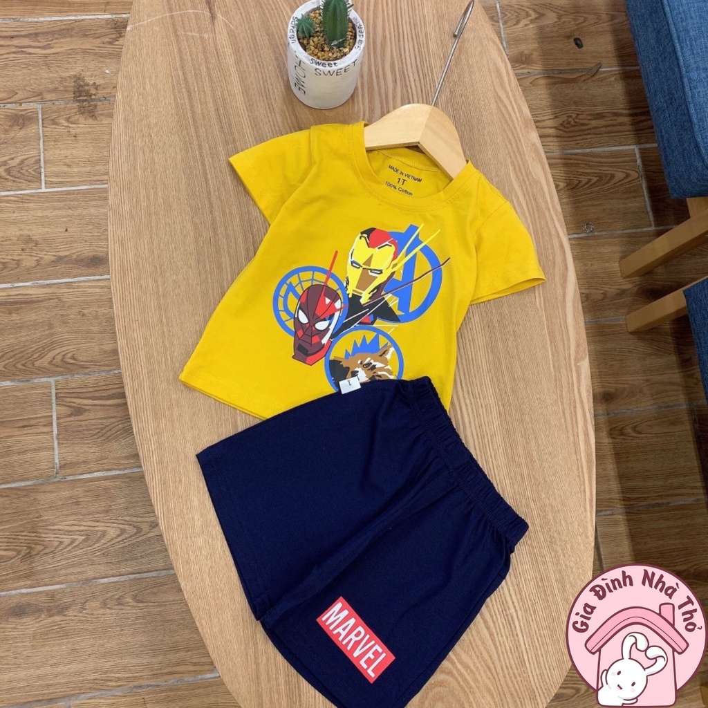 5 mẫu - Set bộ cotton siêu nhân áo thun quần đùi thể thao cá tính cho bé trai ở nhà đi chơi đi học