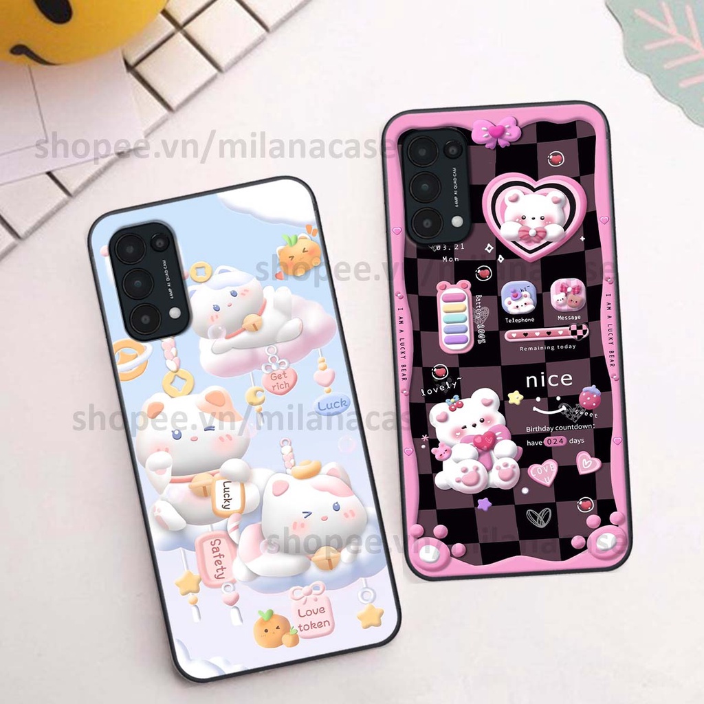 Ốp Oppo Reno5 4G / Reno5 5G / Reno 5 hình đồng hồ icon gấu mèo cute cực dễ thương ngộ nghĩnh
