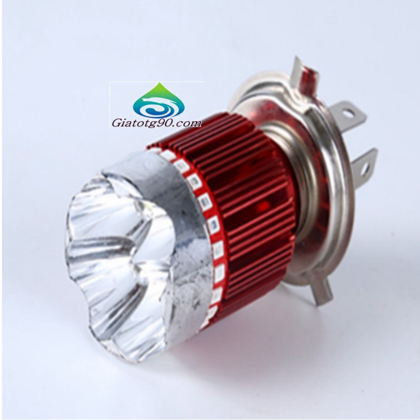 Đèn Fa led 3 chân H4 7 màu gắn pha xe máy  206358 + Tặng 1 Đèn Led Gắn van xe .