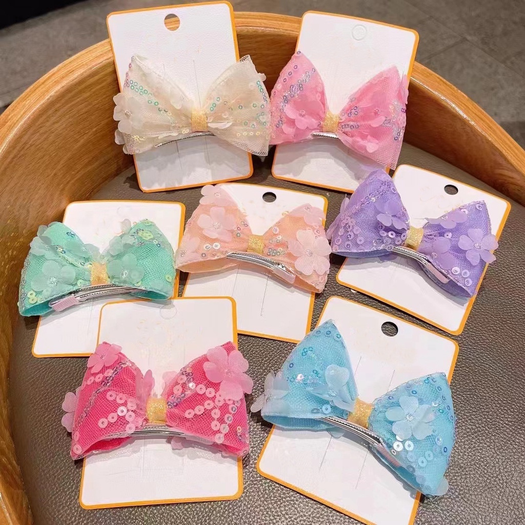 Kẹp Tóc Hình Nơ Đính Kim Sa Lấp Lánh Thời Trang Hàn Quốc Cho Nữ