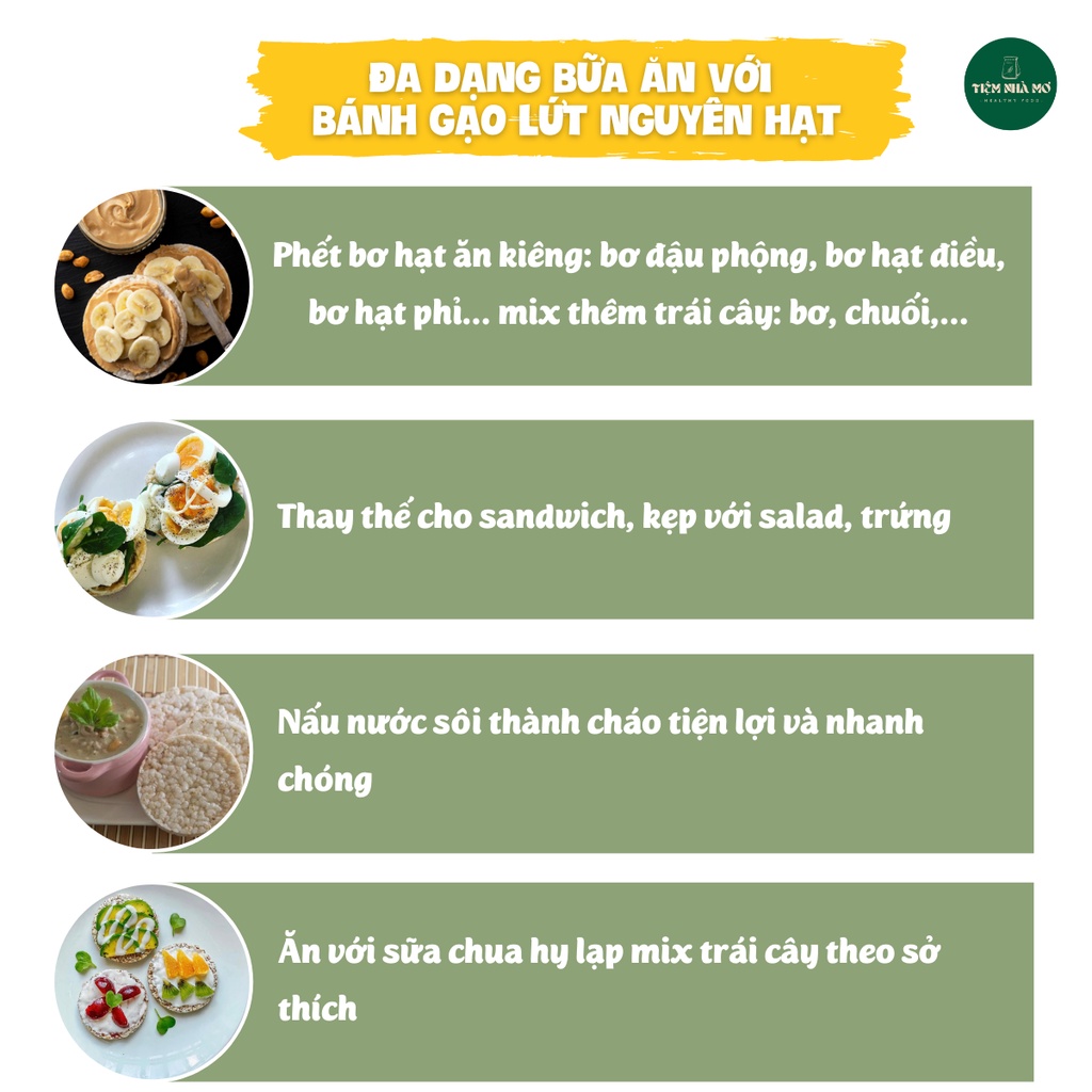 Bánh gạo lứt huyết rồng nguyên hạt bánh ăn kiêng, giảm cân, eatclean 170gr (gói 17-18 chiếc bánh) by tiệm nhà Mơ