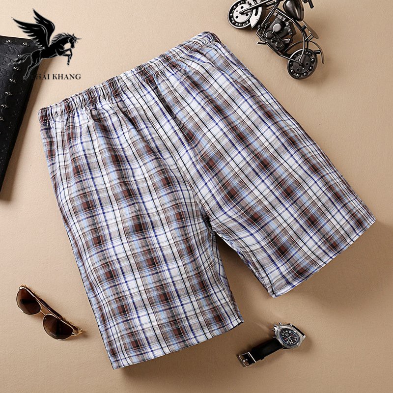 Quần đùi nam mặc nhà loại caro nhỏ mềm mát mặc thoải mái loại quần đùi mặc ngủ