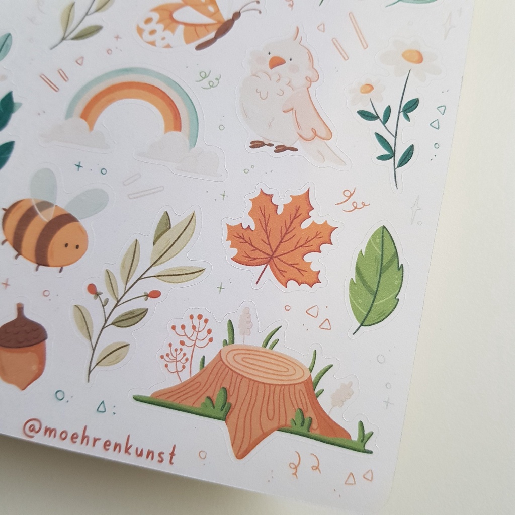 Sticker Sheet Chủ Đề: Thiên Nhiên - Chuyên dán sổ | Bullet Journal Stickers, Kawaii Stickers, Meadow Sticker