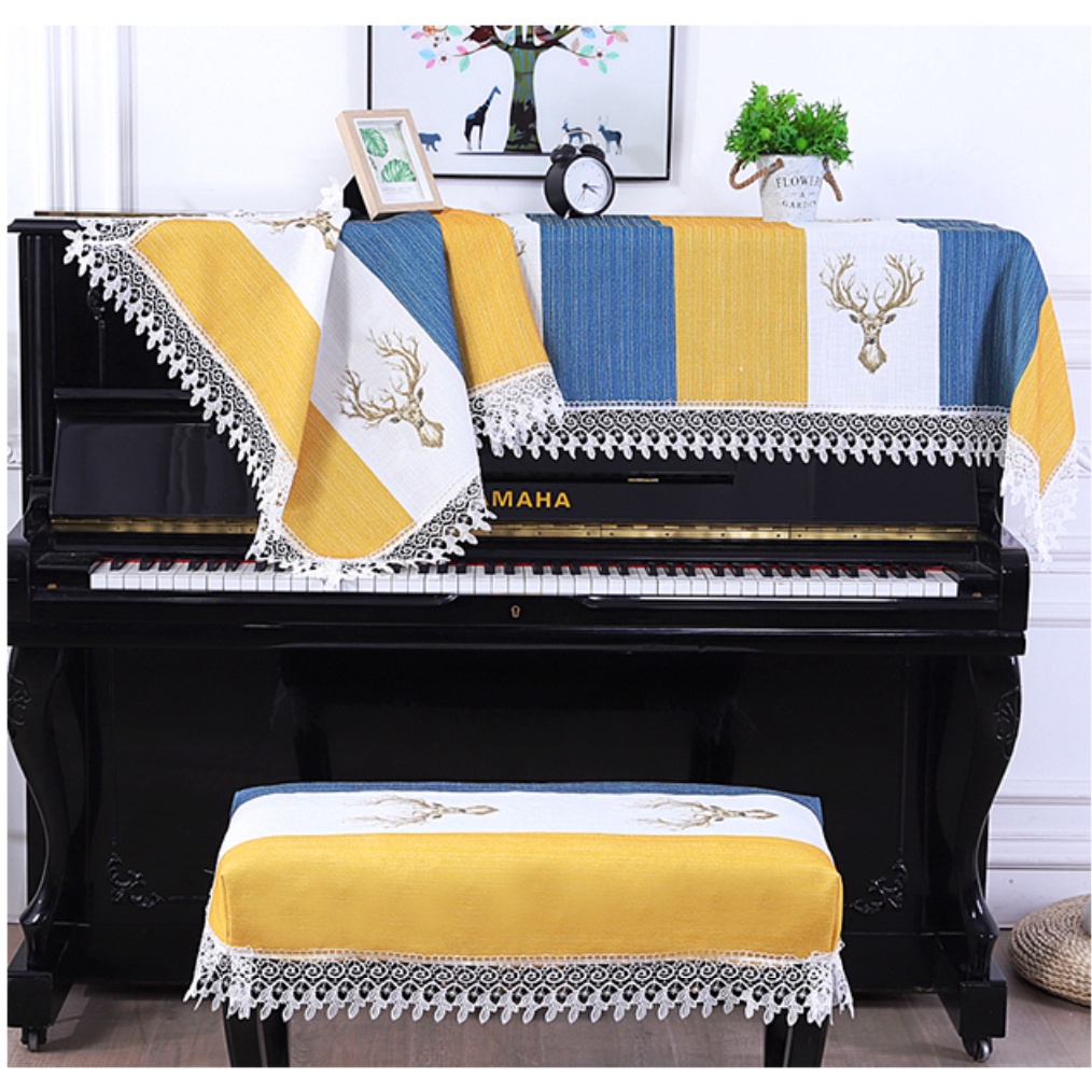 Khăn phủ đàn piano cơ, khăn phủ đàn piano điện tử 88 phím sang trọng chống bụi, chống xước