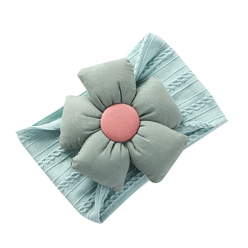 Băng Đô Vải Jacquard Nylon Bản Rộng Đính Hoa Nhồi Bông Xoắn Co Giãn Cho Bé Sơ Sinh