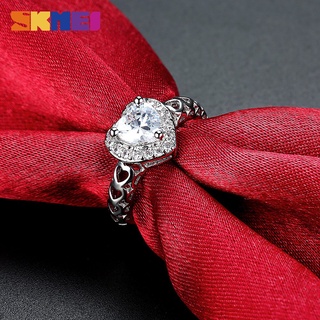 Nhẫn SKMEI mạ bạc mặt đá trái tim