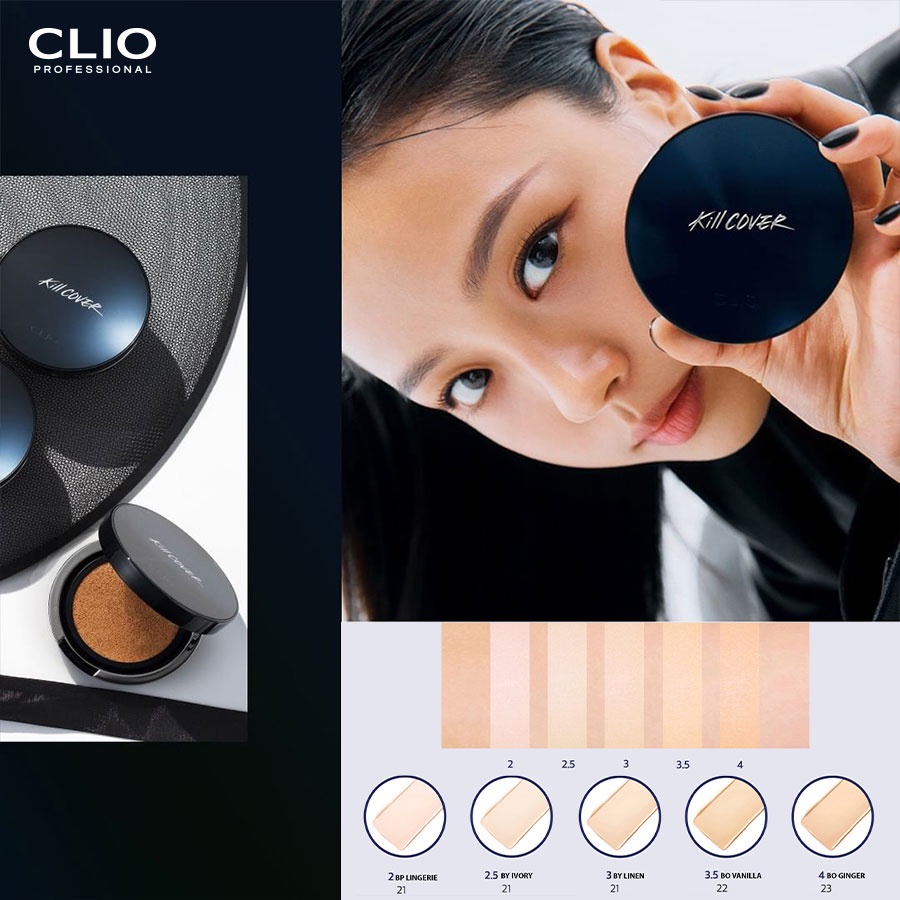 (Tặng kèm 1 lõi) Phấn Nước Làm Mịn Lỗ Chân Lông Clio Kill Cover Founwear Cushion All New Spf50+ Pa+++ 15gx2