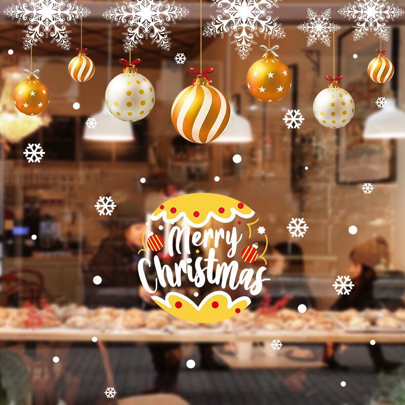 Decal dán tường Noel HÍT TĨNH ĐIỆN - RÈM TRÁI CHÂU VÀNG CAO CẤP