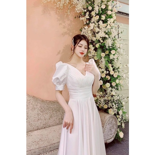 Ms110Y ĐẦM XOÈ MẶC CƯỚI XẾP LY NGỰC FULL SIZE :S/M/L/xL( ảnh và video cho chủ sop tự tay chụp ) KÈM ẢNH KHÁCH MẶC