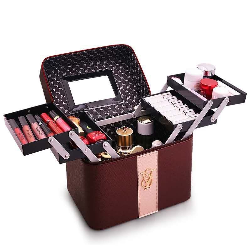 Cốp đựng đồ  mi ,dụng cụ nails, phun xăm, trang điểm tiện lợi nhỏ gọn 2 tầng chuyên dụng