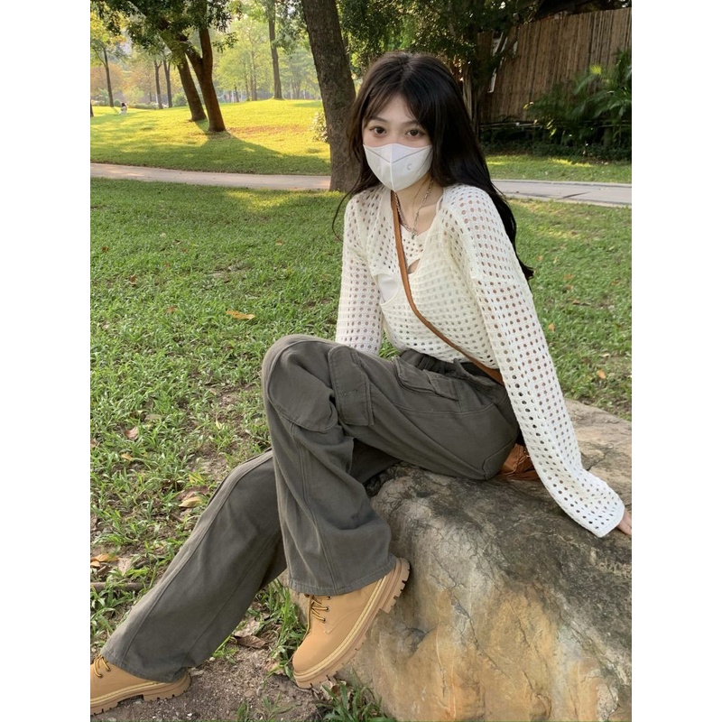 LALISAS Áo Croptop Mỏng Chống Nắng Phong Cách Thời Trang Hàn Quốc