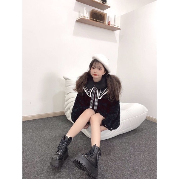 YASAS0118-Bốt thấp cổ Pinkyo chữ thập punkstyle cá tính hử