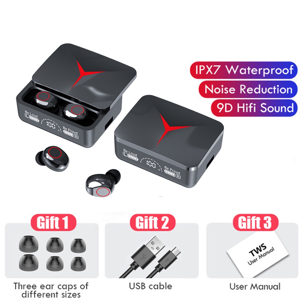 Tai Nghe Nhét Trong Không Dây F9 M90 Pro Bluetooth 5.3 TWS Hifi Stereo Chống Nước Có Micro