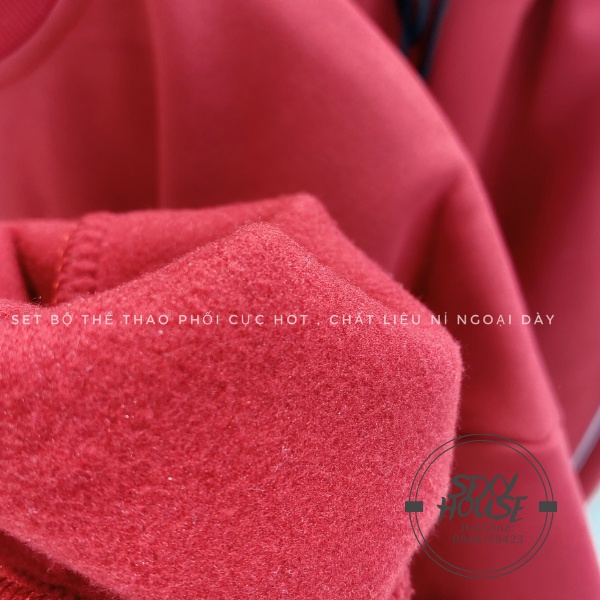 Set nỉ thu đông - bộ nỉ bông chữ màu đỏ B15 SEXYHOUSE