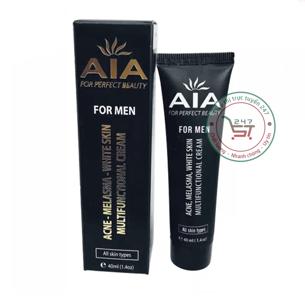 Kem Mụn nam AIA Ngăn nhờn Trắng da Mờ sẹo thâm Se khít lỗ chân lông 40ml (đen-vàng)