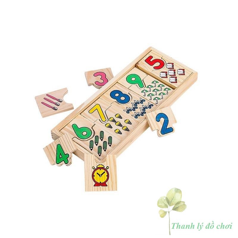 Hộp thẻ gỗ học đếm và ghép số lượng cho bé