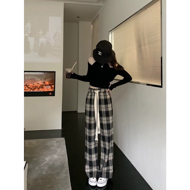 Quần Ống Rộng Suông - Quần cullotes cạp chun kẻ karo SanDi | BigBuy360 - bigbuy360.vn