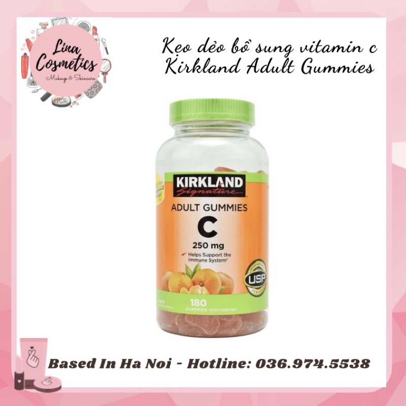 Kẹo Dẻo Bổ Sung Vitamin C Kirkland Adult Gummies C 250mg Hộp 180 Viên