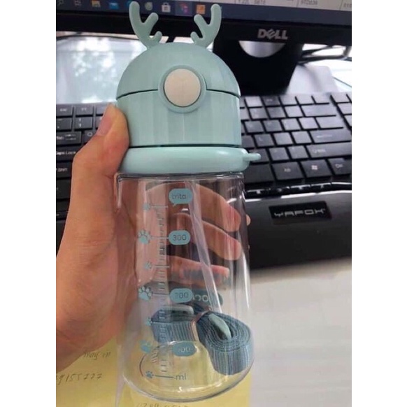 *** Bình nước hươu trẻ em Goki Rudy INOCHI 450ml - Rất đẹp - Hàng Khuyến mãi từ sữa Vinamikl-màu xanh