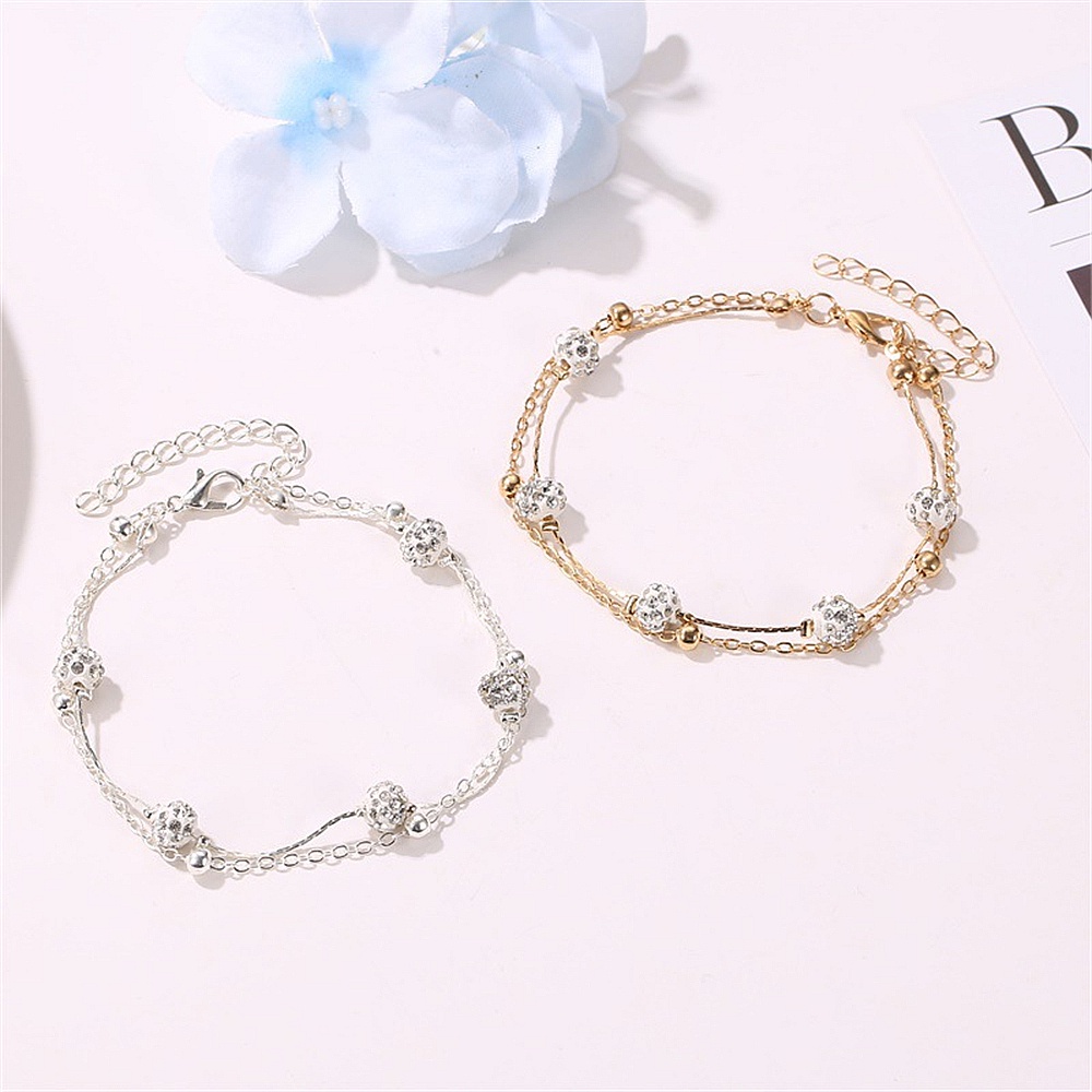 Lắc Chân Hai Lớp Đính Hạt Pha Lê Thời Trang Cho Nữ