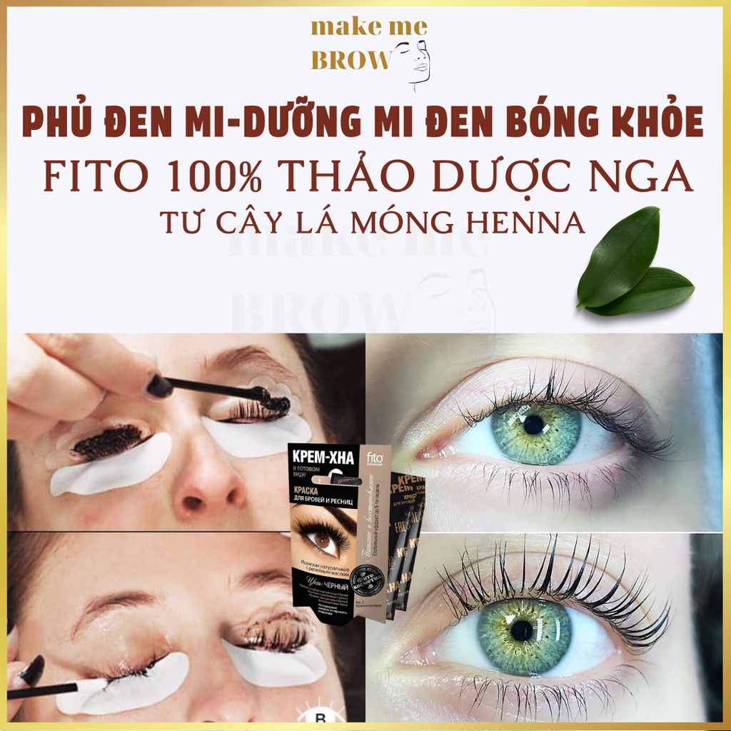 Phủ đen mi , nhuộm đen mi sau uốn mi FITO 100% thảo dược Nga  từ cây lá móng Henna 4ml (2 gói 8 lần dùng) - makemeBrow