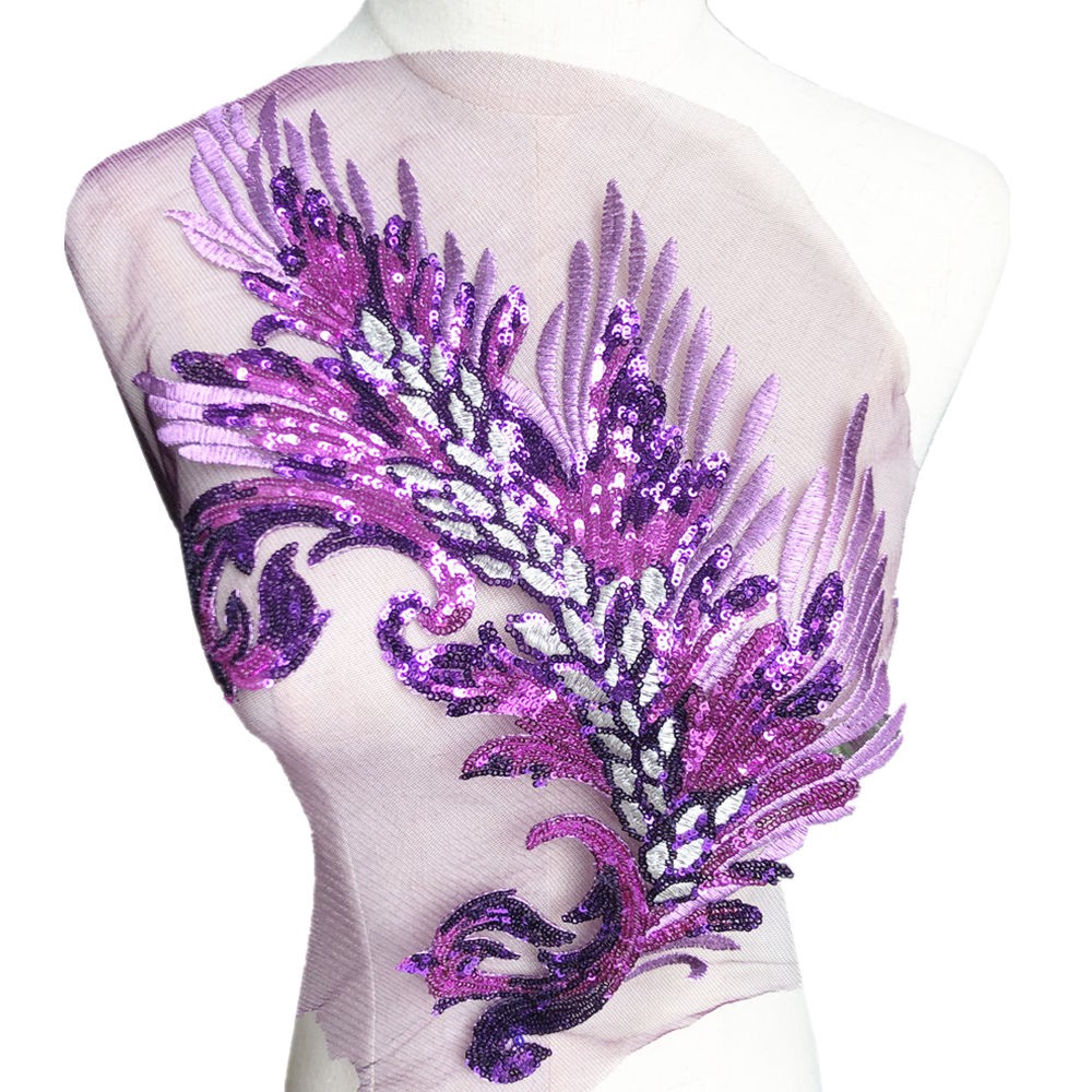 Miếng Vá Thêu Hình Hoa Lông Vũ Đính Kim Sa Lấp Lánh Trang Trí Quần Jean / Túi Xách / Váy Cưới diy