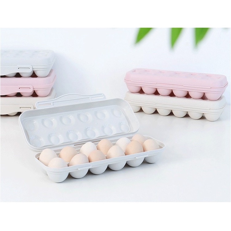 Hộp khay nhựa đựng trứng, kích thước 19x10x6cm, đựng được 12 quả trứng, có  nắp chống đổ, nhựa an toàn cho sức khỏe