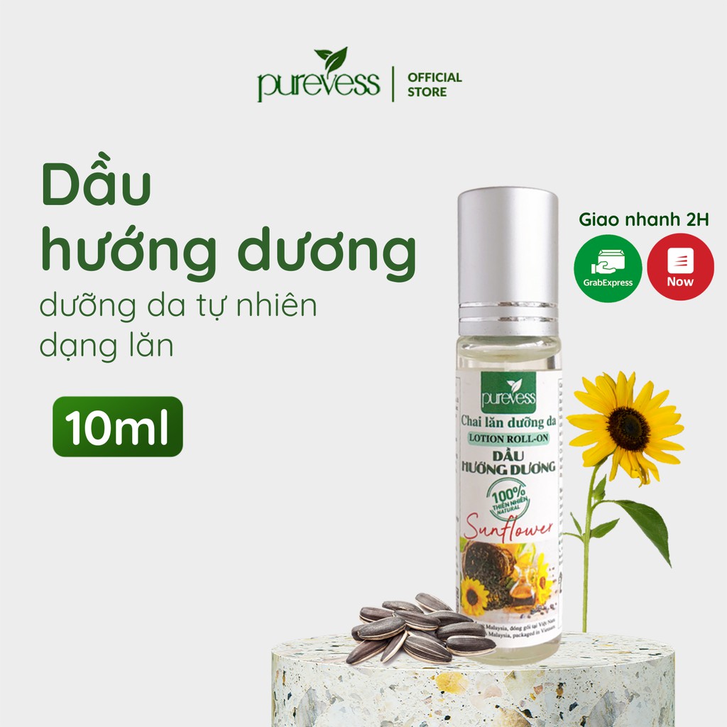 Chai Lăn Dầu Hướng Dương giúp làm mềm da giữ ẩm cho da và làm dịu kích ứng PUREVESS 10ml