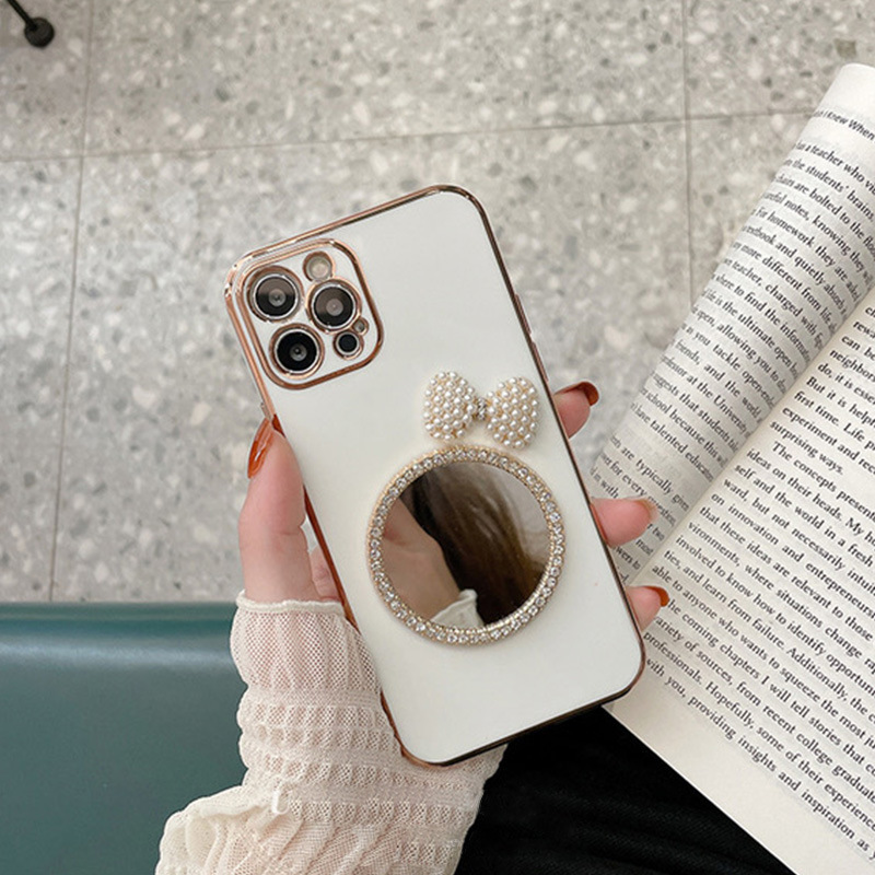 IPhone 12mini Case Is Suitable for IPhone XR Electroplating XS Fine Hole 11promax IPhone 12 Promax 11 Promax iPhone 11/8 Plus/12 Mini/7/8/X/XsMax Water Drill 7 Pearl 8 Mirror IPhone Case