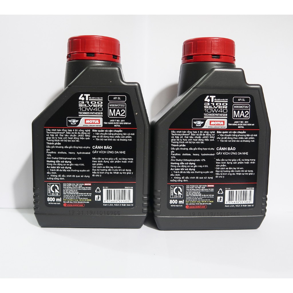 2 Chai Nhớt Motul 3100 Silver Cao Cấp Cho Xe Số Và Côn Tay (0,8 Lít)