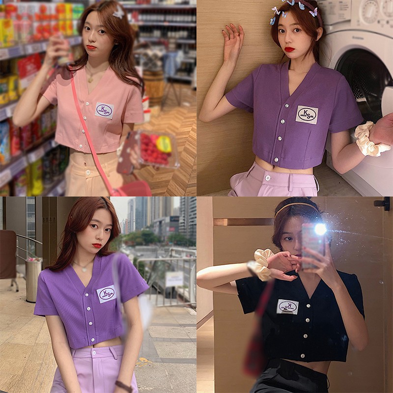 Áo thun lửng dệt len thời trang Hàn Quốc cho nữ